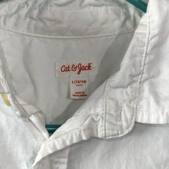 Cat & Jack Boys White Long Sleeve Button-Up Shirt L (12/14) - Picture 2 of 4